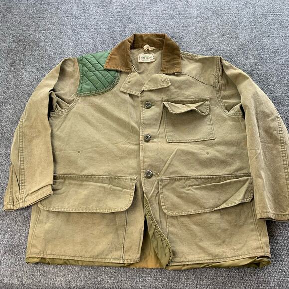 Vintage SAFTBAK Hunting Jacket Mens Medium Brown Shoulder Pad Shooting Outdoor - Picture 1 of 16